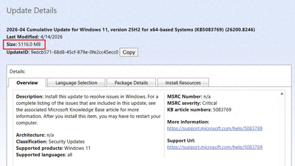 Win11更新包体积飙升至5GB：累积更新机制与AI组件成主因