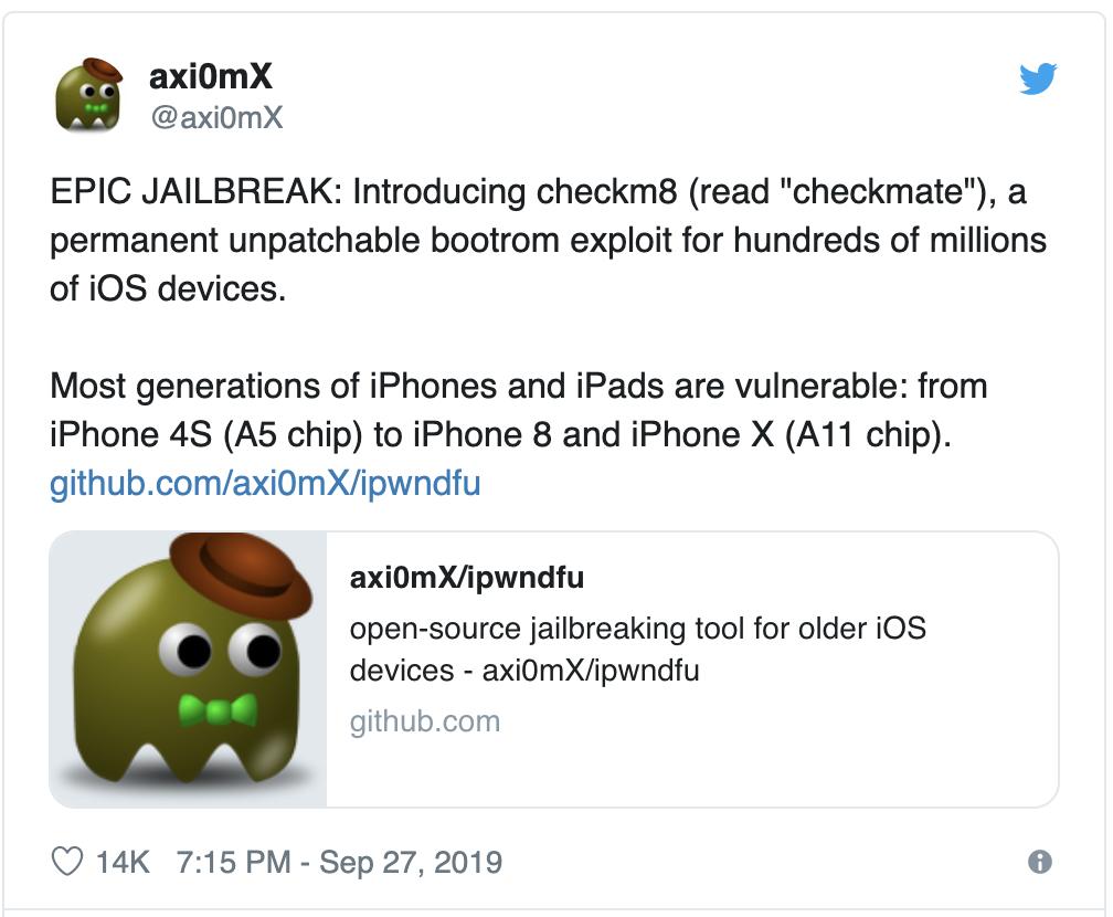 苹果曝出硬件级漏洞：从iPhone 4S到iPhone X均受影响，越狱无法通过系统更新修复